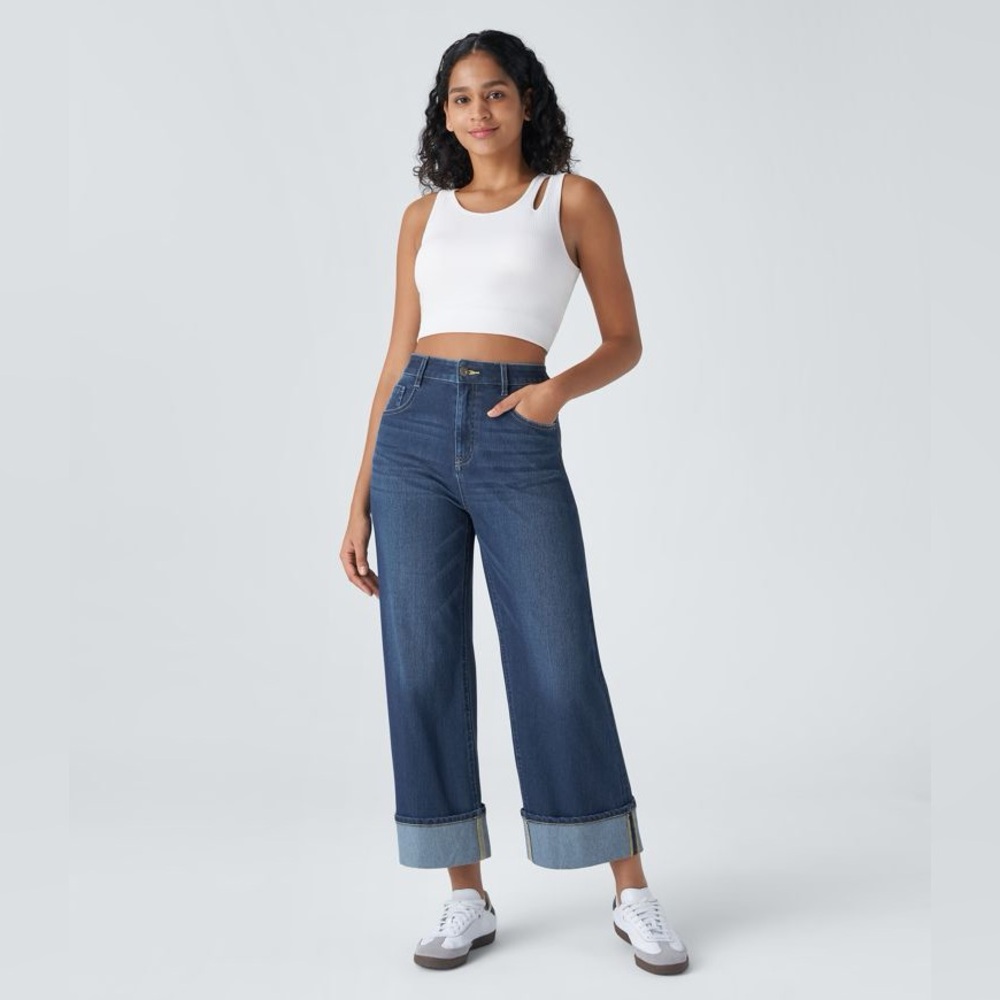 HALARA Flex Denim Roll Hem Blue Jeans Women's M NWT